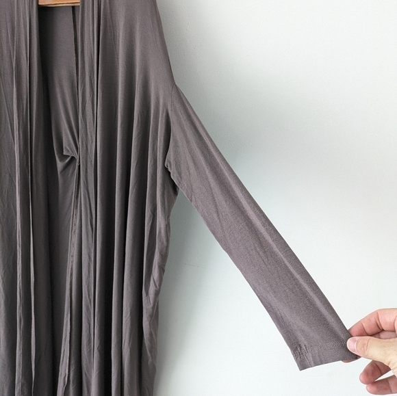 Bryn Walker Duster Women's XS Brown Long Cardigan Micro Modal Scrunch Back - Picture 2 of 7